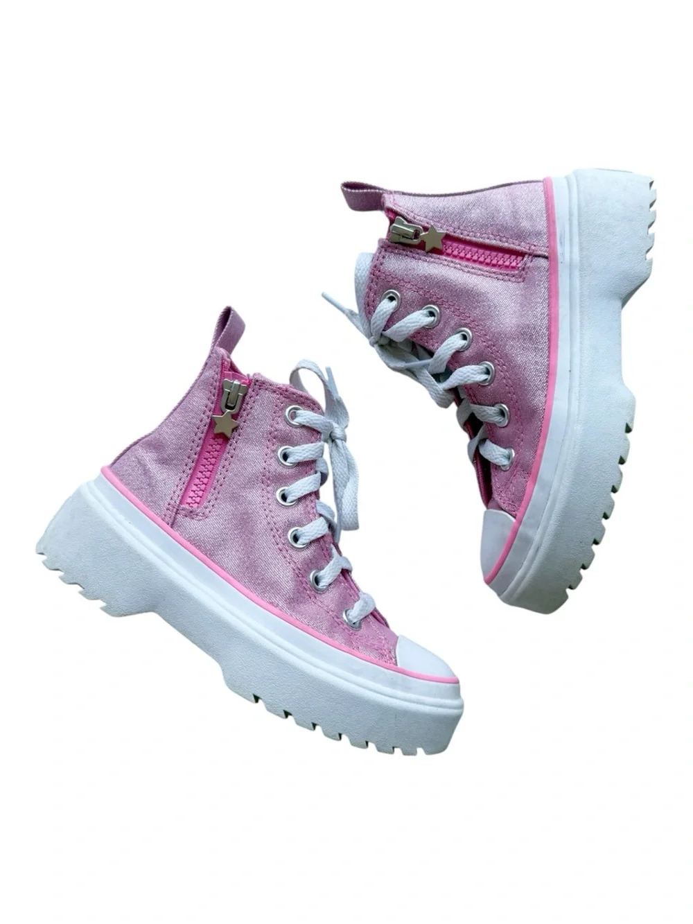 Converse Chuck Taylor All Star Lugged Lift Platform Sneakers Sz 12 Sparkle Pink